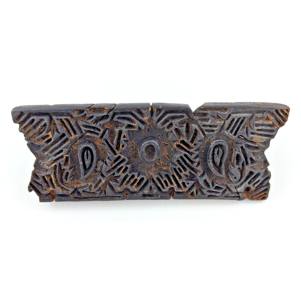 Antique Wooden Printing Block Hand Carved Textile Fabric Stamp As Is
